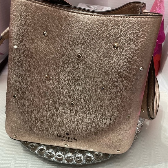 EUC KATE SPADE METALLIC MARTI BUCKET BAG ROSE GOLD - Picture 9 of 14